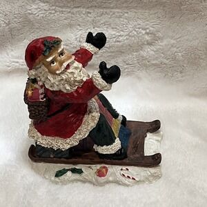 Santa Wine Bottle Holder Heavy Resin Christmas Figurine EUC Holiday by Kirklands